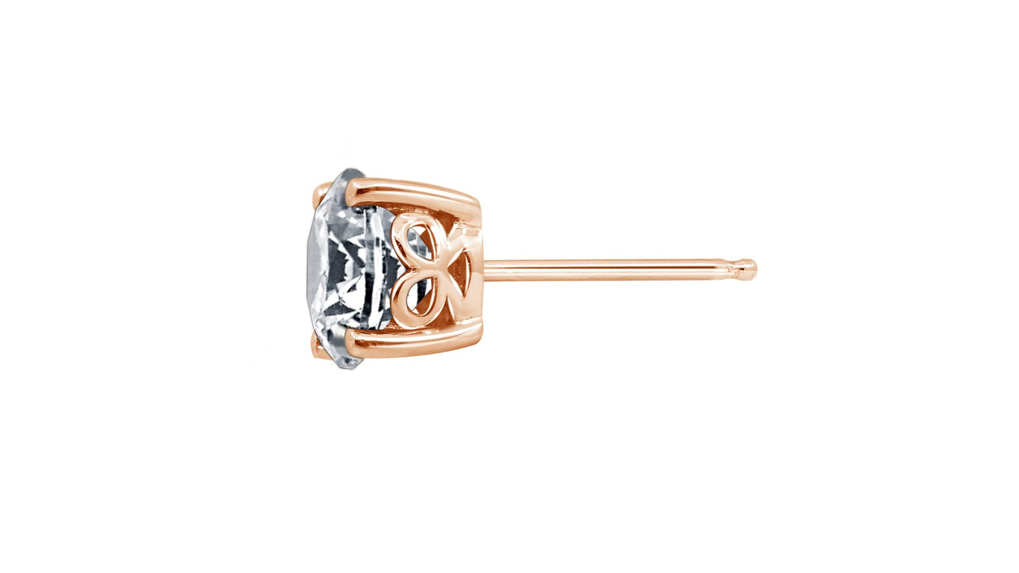 Amazon Essentials Yellow Gold Plated, Platinum or Rose Gold Plated Sterling Silver Infinite Elements Cubic Zirconia Stud Earrings | White, Blue, Green, or Pink Cubic Zirconia