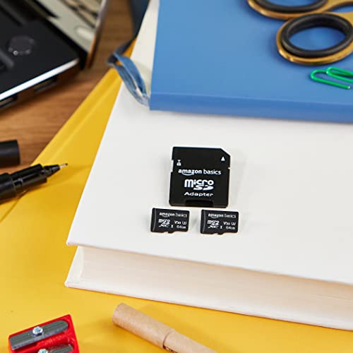 Amazon Basics microSDXC Speicherkarte mit Full-Size Adapter, A2, U3, Lesegeschwindigkeit bis zu 100 MB/s, 128 GB, Schwarz