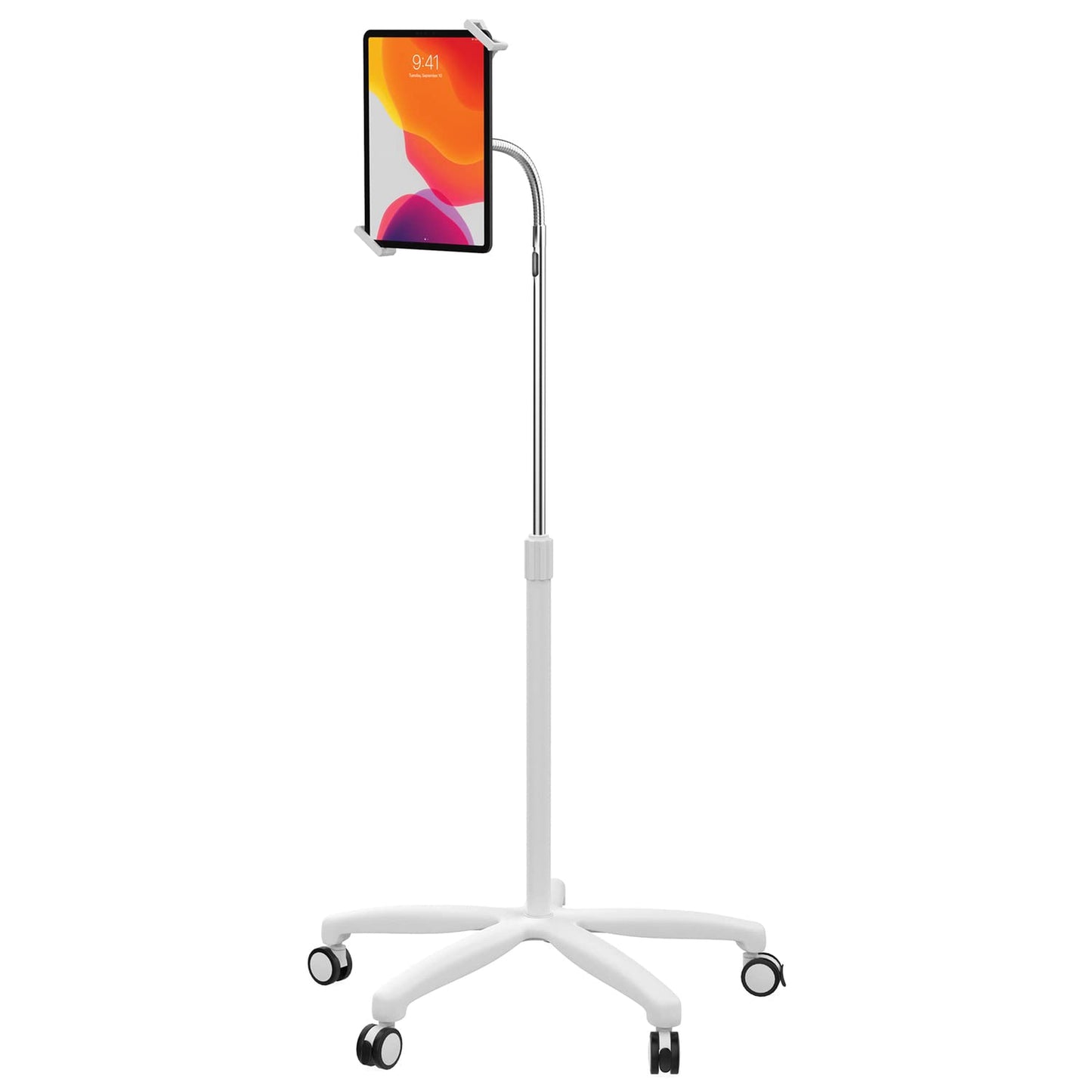 Medical Mobile Stand – CTA Medical Mobile Floor Stand for iPad 7/8/9 Gen 10.2”, 12.9” iPad Pro, 11” iPad Pro, iPad mini, iPad Air 4, Surface Pro X, and Other 7-13" Tablet - White