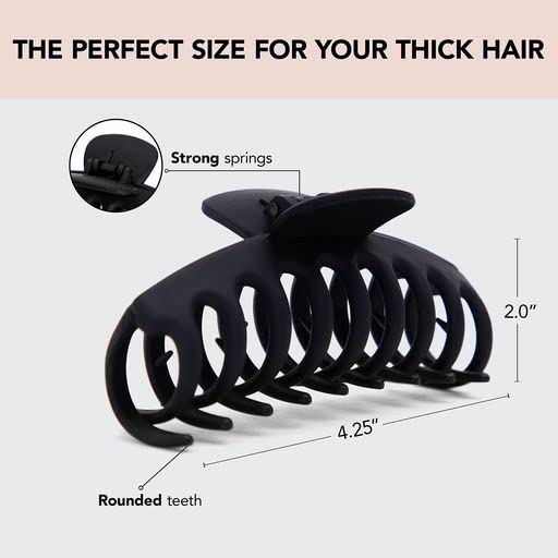 Kitsch Mittelgroße Haarspangen für Damen, starker Halt, Haarclips aus recyceltem Kunststoff für dickes Haar | Ideal für Hochsteckfrisuren, halb offene Frisuren | Ideale Geschenke für Frauen – 2 Stück, Schwarz und Schildpatt