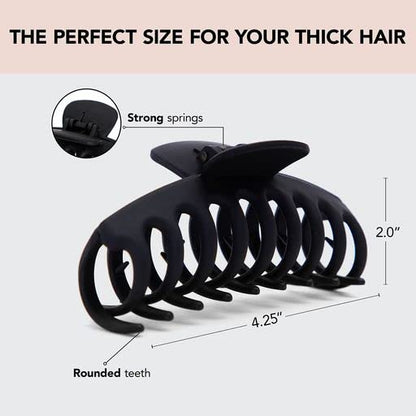 Kitsch Mittelgroße Haarspangen für Damen, starker Halt, Haarclips aus recyceltem Kunststoff für dickes Haar | Ideal für Hochsteckfrisuren, halb offene Frisuren | Ideale Geschenke für Frauen – 2 Stück, Schwarz und Schildpatt