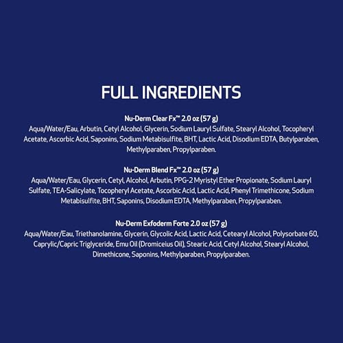 Obagi Medical Nu-Derm Hyperpigmentation Essentials with Clear Fx Cream, Blend Fx Night Cream, & Exfoderm Forte Exfoliator – Brightening & Exfoliating Hyperpigmentation Regimen