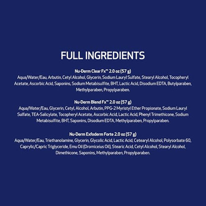 Obagi Medical Nu-Derm Hyperpigmentation Essentials with Clear Fx Cream, Blend Fx Night Cream, & Exfoderm Forte Exfoliator – Brightening & Exfoliating Hyperpigmentation Regimen