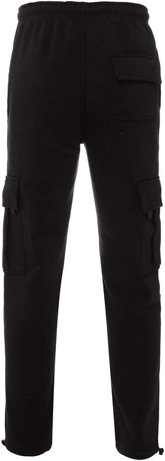 Herren Fleece Cargo Hose Dicke Sweatpants Freizeithose Loose Sports Jogginghose mit Taschen