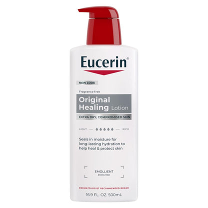 Eucerin Original Healing Rich Body Lotion, Body Lotion for Dry Skin, 16.9 Fl Oz Pump Bottle (Pack of 12)