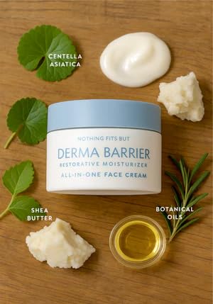 Derma Barrier Soothing & Hydrating All-in-One Gel Cream, Skin Barrier Repair Face Moisturizer with CICA, Panthenol, and Shea Butter, Vegan, EWG Green, Hypoallergenic for Sensitive Skin, 3.52 Oz