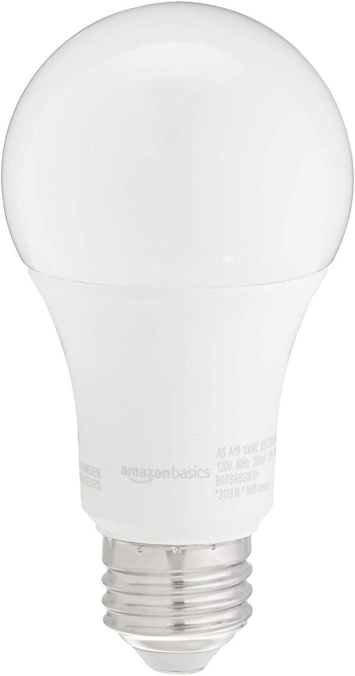 Amazon Basics Soft White LED Light Bulb, A19, 40 Watt Equivalent, Energy Efficient 6W, E26 Standard Base, 2700K, Non-Dimmable, 10,000 Hour Lifetime, 6-Pack