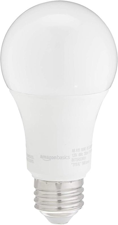 Amazon Basics Soft White LED Light Bulb, A19, 40 Watt Equivalent, Energy Efficient 6W, E26 Standard Base, 2700K, Non-Dimmable, 10,000 Hour Lifetime, 6-Pack