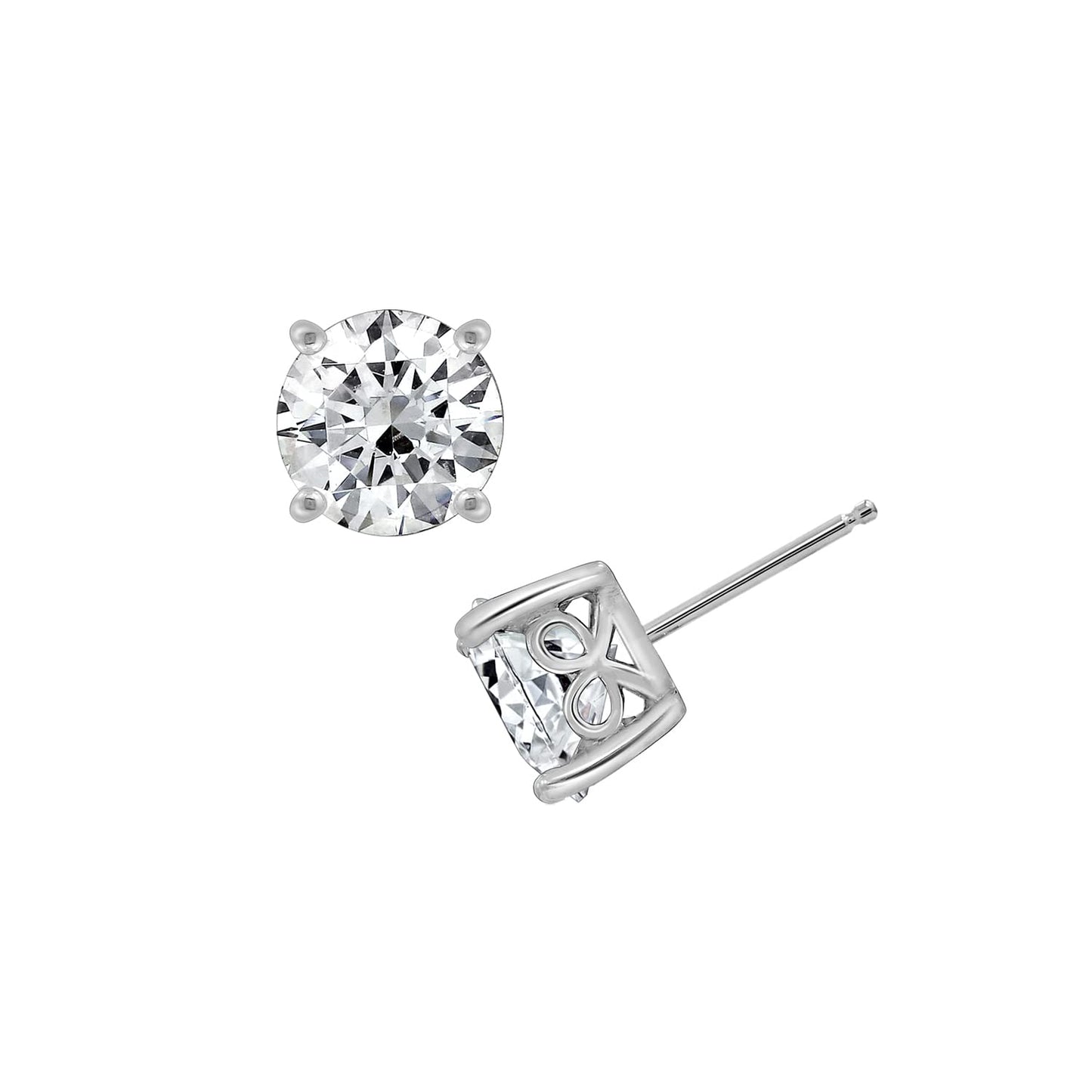 Amazon Essentials Yellow Gold Plated, Platinum or Rose Gold Plated Sterling Silver Infinite Elements Cubic Zirconia Stud Earrings | White, Blue, Green, or Pink Cubic Zirconia