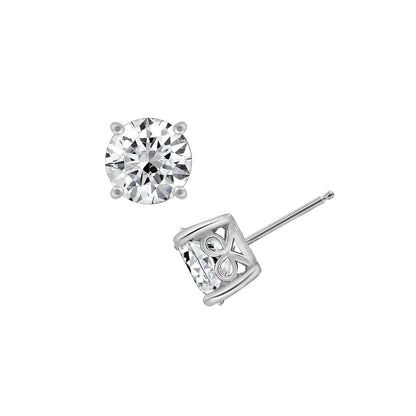 Amazon Essentials Yellow Gold Plated, Platinum or Rose Gold Plated Sterling Silver Infinite Elements Cubic Zirconia Stud Earrings | White, Blue, Green, or Pink Cubic Zirconia