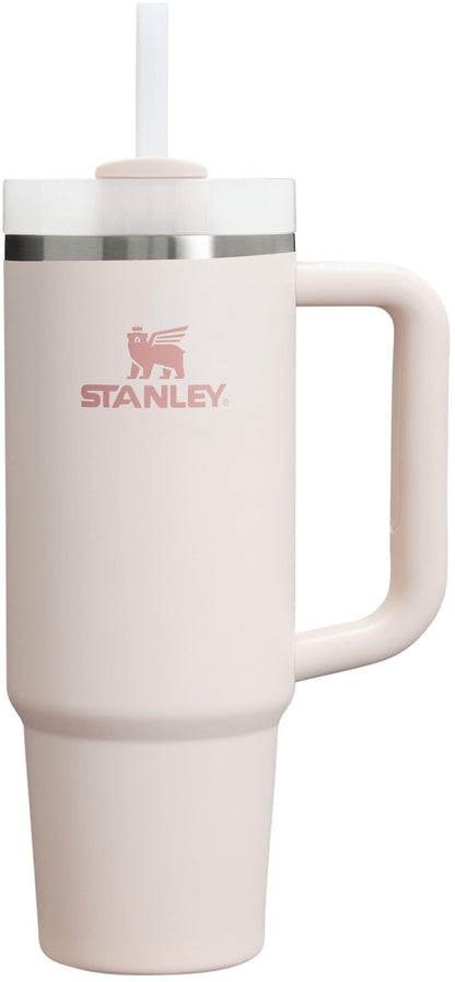 Stanley Quencher H2.0 Tumbler with Handle and Straw 40 oz | Flowstate 3-Position Lid | Cup Holder Compatible for Travel | Insulated Stainless Steel Cup | BPA-Free | Almond Rose