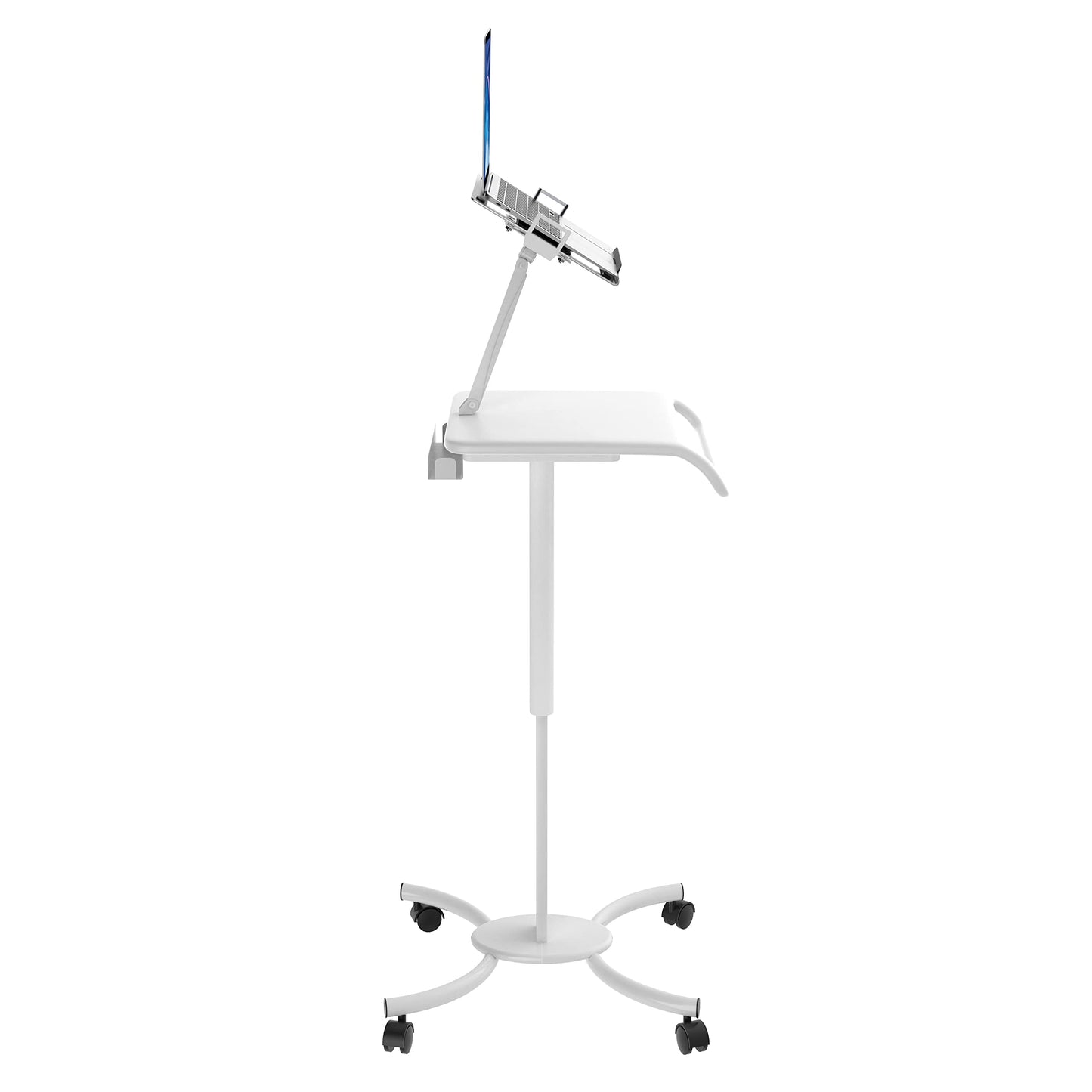 Rolling Medical Workstation – CTA Height Adjustable Mobile Secure Medical Workstation Cart for iPad 10th Gen 10.9" - 7/8/9 Gen 10.2”- Pro 11” - Air 4 - Galaxy Tab S3 - White (QPAD-HRSW)