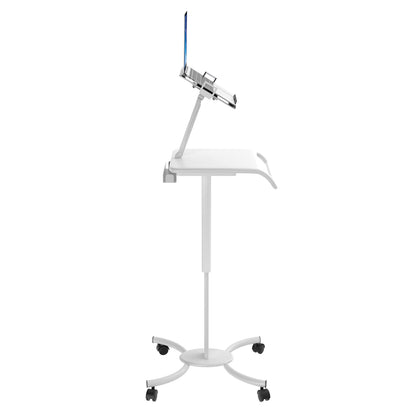 Rolling Medical Workstation – CTA Height Adjustable Mobile Secure Medical Workstation Cart for iPad 10th Gen 10.9" - 7/8/9 Gen 10.2”- Pro 11” - Air 4 - Galaxy Tab S3 - White (QPAD-HRSW)