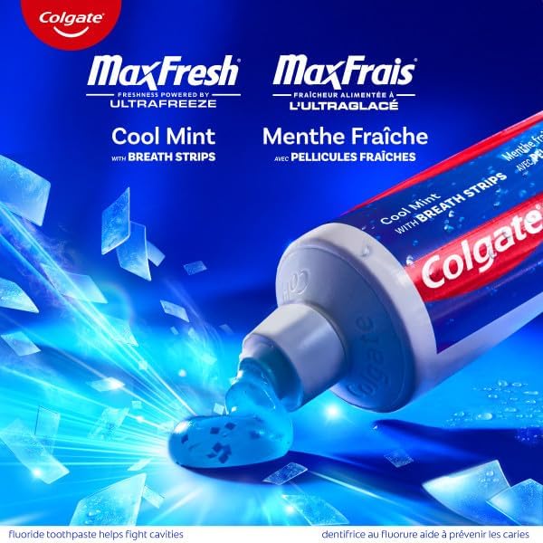 Colgate MaxFresh Cool Mint Gel Zahnpasta – Fluorid-Aufhellungsformel mit Zahnschmelzschutz für ein frisches, sauberes Lächeln – Zahnpasta für die tägliche Mundpflege 150ml, 3er-Pack