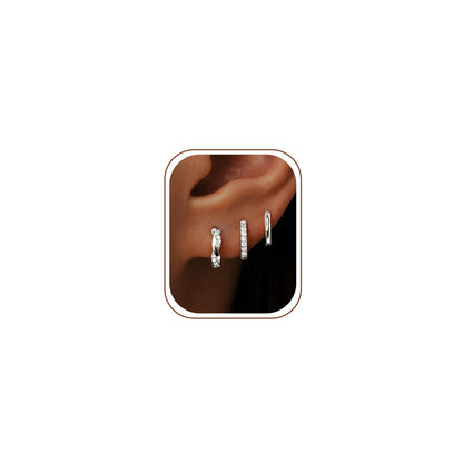 Inerney 14K Gold Plated Huggie Hoop Earrings for Women, Small Sterling Silver Earring Set Hypoallergenic Cartilage Helix Stacks, Mini Dainty Cute Trendy Birthstone Jewelry Gift for Multiple Piercings