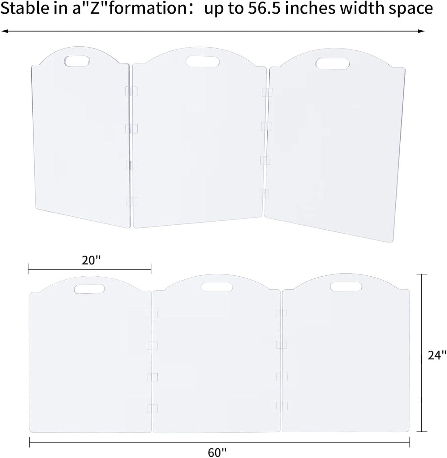 Clear Acrylic Freestanding Dog Gates for the House – Folding 3-Panel Pet Gates for Doorways, Indoor Stairs, and Hallways, Transparent Barrier for Dogs, Puppies, and Cats