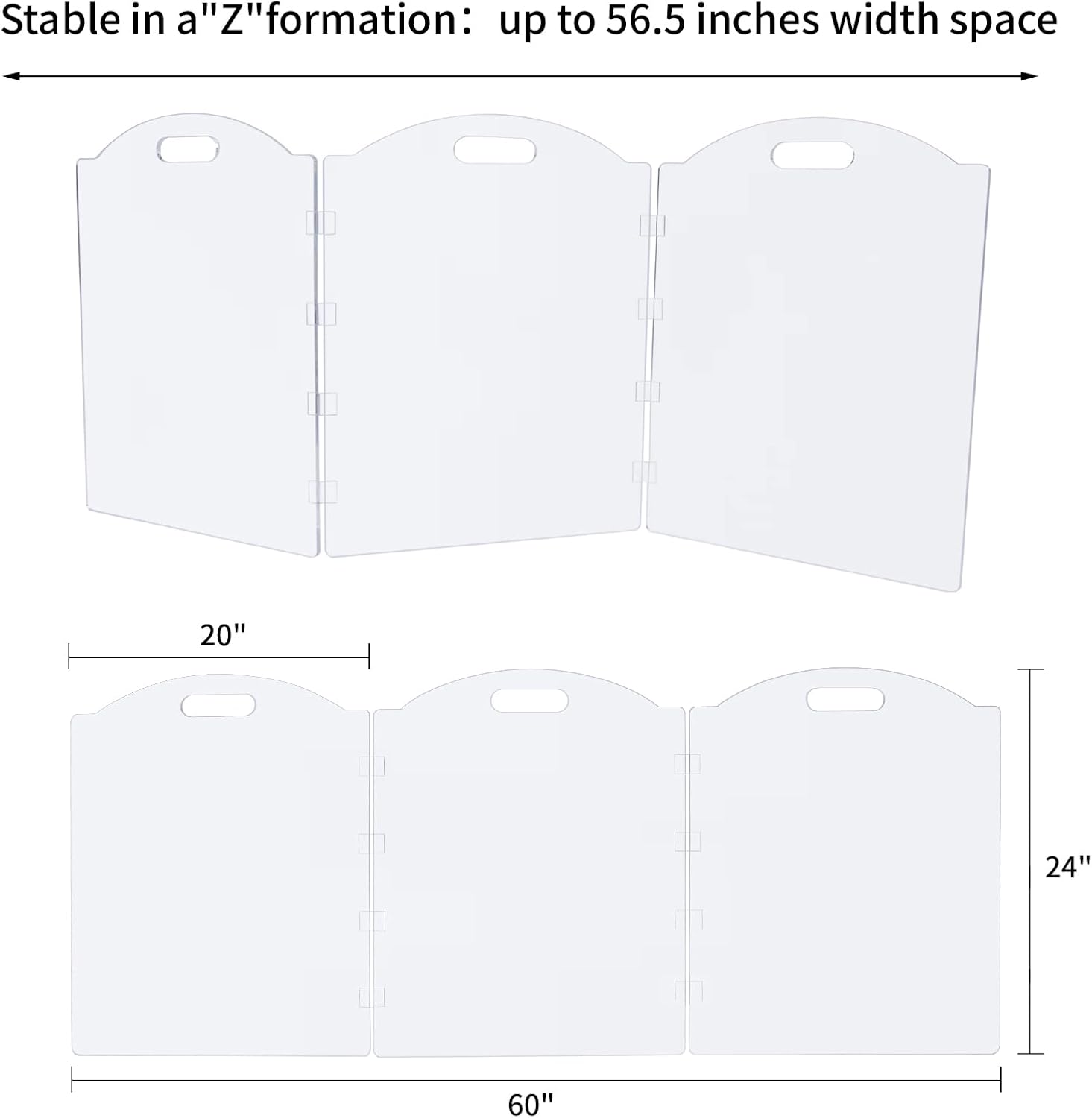 Clear Acrylic Freestanding Dog Gates for the House – Folding 3-Panel Pet Gates for Doorways, Indoor Stairs, and Hallways, Transparent Barrier for Dogs, Puppies, and Cats
