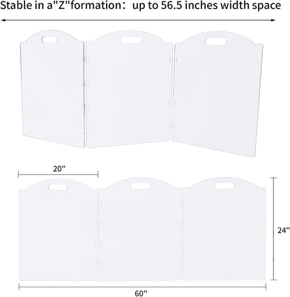 Clear Acrylic Freestanding Dog Gates for the House – Folding 3-Panel Pet Gates for Doorways, Indoor Stairs, and Hallways, Transparent Barrier for Dogs, Puppies, and Cats