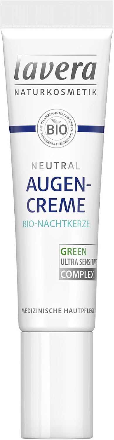 lavera Neutral Eye Cream - Organic Evening Primrose - Intensive Moisture - Sensitive Eye Area - Medical Skin Care - Vegan - Organic Plant Active Ingredients - Natural Cosmetics - Eye Care - 15 ml