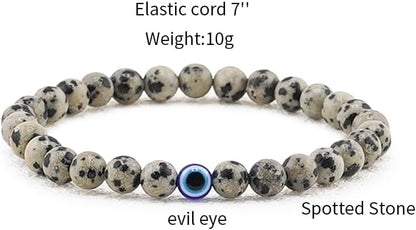 6 mm Böses Auge Armband aus schwarzen Kristallen – verstellbares Set aus Natursteinen für Herren und Damen, Schutzamulett als Geschenk für den Alltag/Geburtstag/Jahrestag