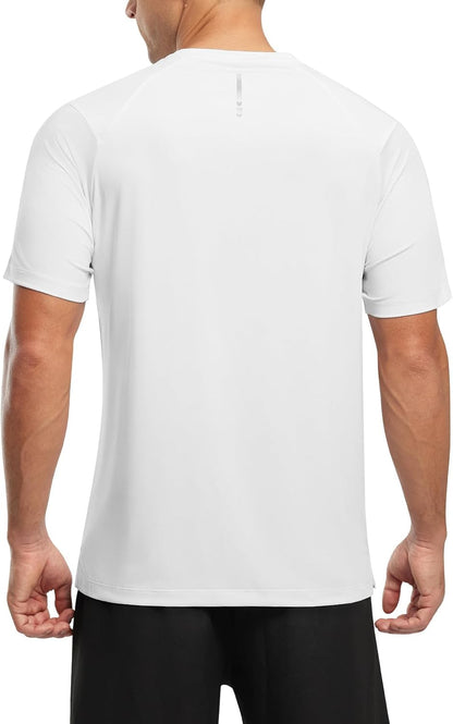Rdruko Herren Kurzarm Trainingsshirts – Trockene Passform – Feuchtigkeitstransportierend – Für Laufen, Fitnessstudio, aktiven Sport