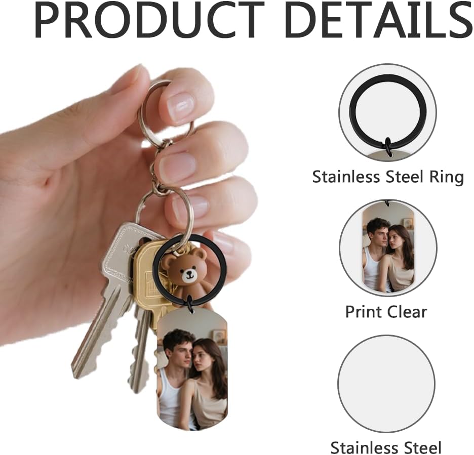 Personalisierter Schlüsselanhänger mit individuellem Foto & Text | Valentinstagsgeschenk für Ihn, Freund, Ehemann - Geschenk für Männer, Verlobten, Vater