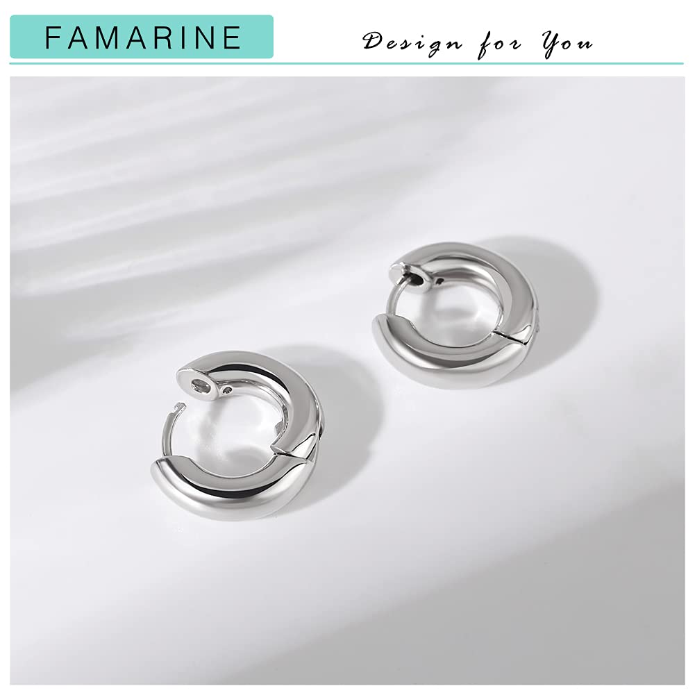 FAMARINE Gold Chunky Creolen für Damen, 0,8 Zoll Gold Creolen Huggie Ohrringe für Herren