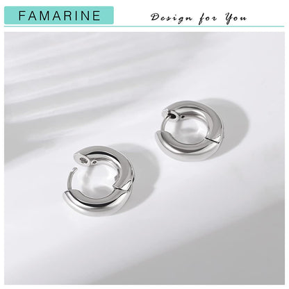FAMARINE Gold Chunky Creolen für Damen, 0,8 Zoll Gold Creolen Huggie Ohrringe für Herren