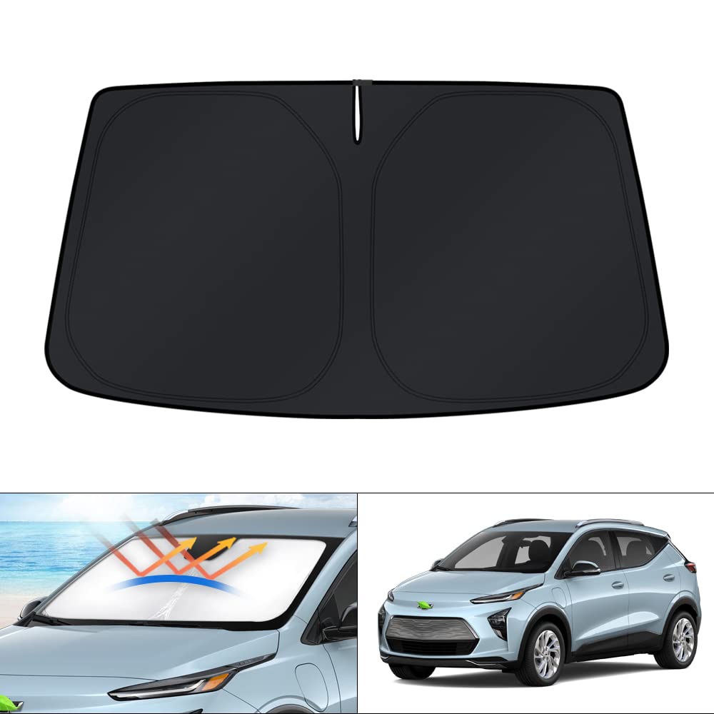 KUST Windshield Sun Shade for 2017-2026 Tesla Model Y/Model 3 Sunshade Accessories (Fit 2025-2026 Model Y Juniper / 2024 Model 3 Highland) Upgraded Foldable Sunshade, Blocks UV Rays Keep Car Cool