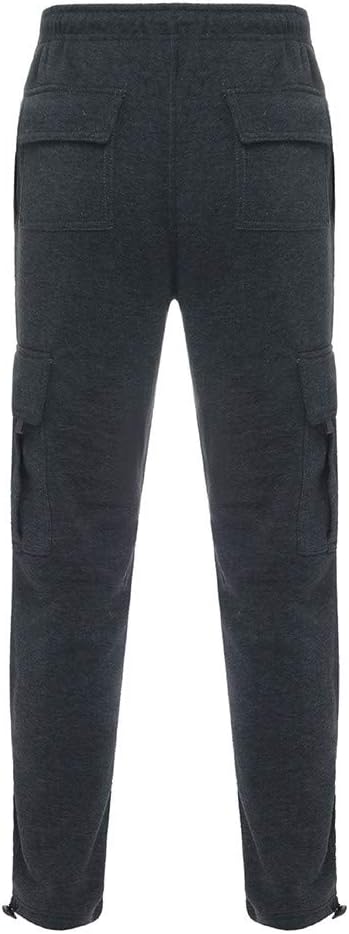 Herren Fleece Cargo Hose Dicke Sweatpants Freizeithose Loose Sports Jogginghose mit Taschen