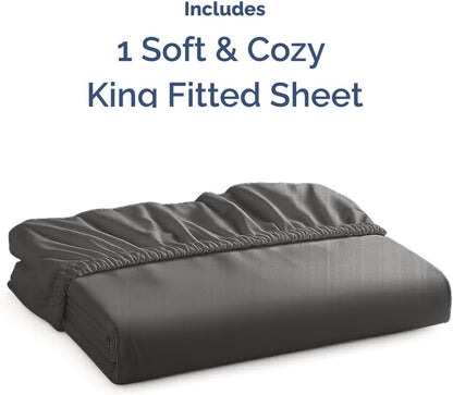 Spannbetttuch King-Size – Einzelnes Spannbetttuch unten – Ultraweiche Hotel-Luxus-Bettwäsche mit 20-40 cm tiefen Taschen – Atmungsaktiv, kühlend & knitterfrei – Pflegeleicht, farb- & schrumpffest – Weiß