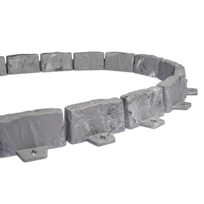 EasyFlex No-Dig Landscape Edging with Anchoring Spikes, 2.7 in Tall Decorative Stone-Look Garden Border, 15 Foot Kit, Brown