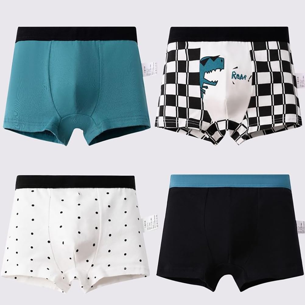 JackLoveBriefs Jungen Baumwoll-Boxershorts Dinosaurier Eisbär Kleinkind Kinder Unterwäsche 12er-Pack, 3-5 Jahre, Blau, Größe: M