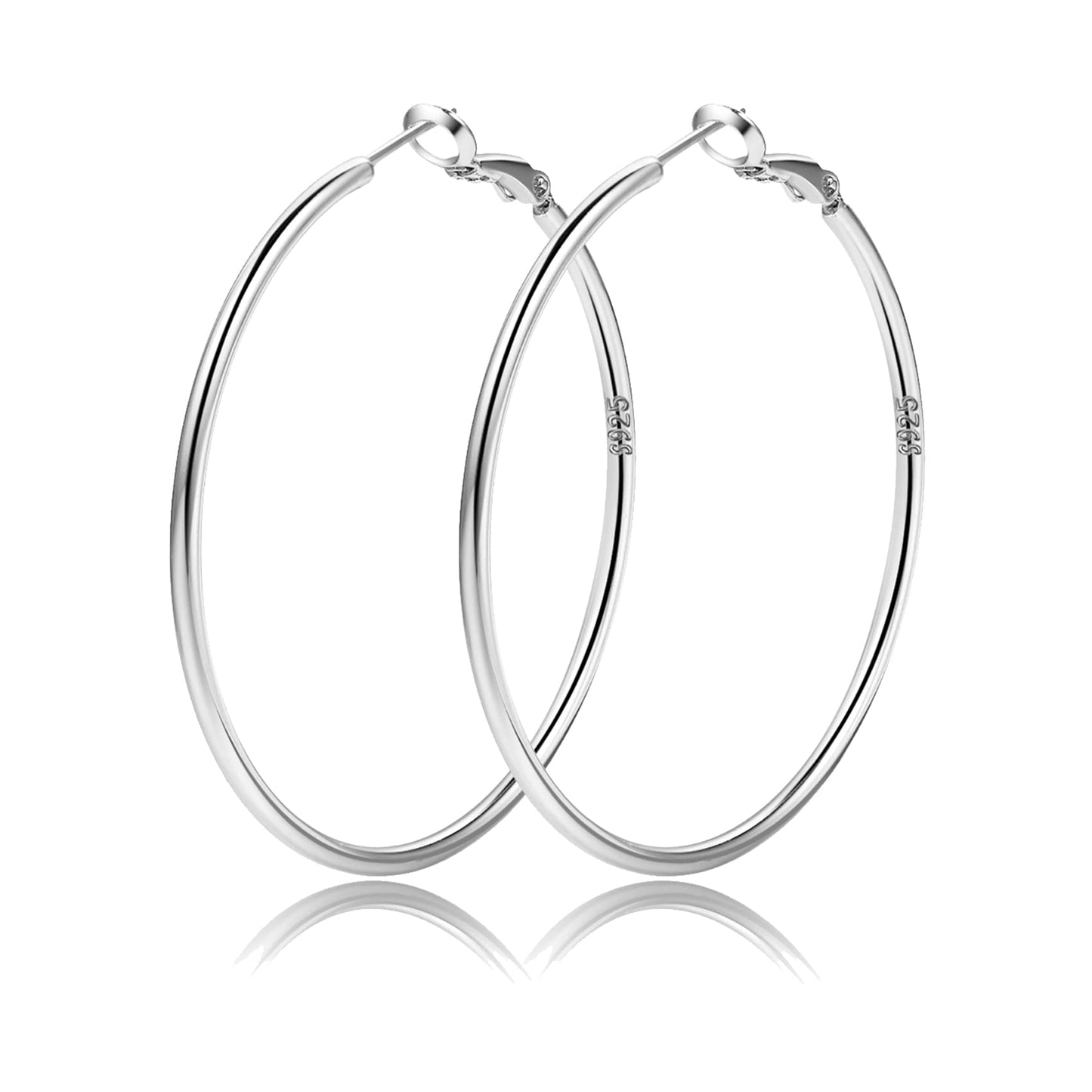 Silver,50mm hoops