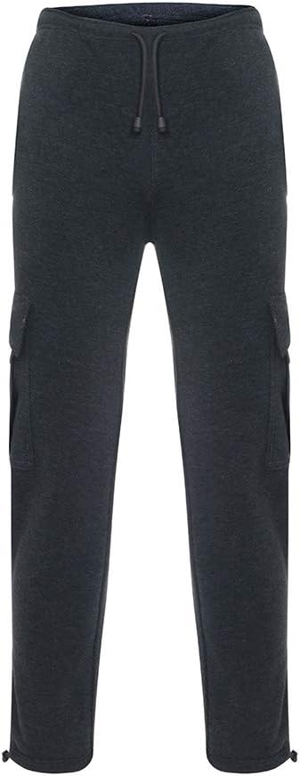 Herren Fleece Cargo Hose Dicke Sweatpants Freizeithose Loose Sports Jogginghose mit Taschen