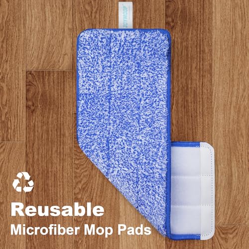 JOYMOOP Wischmopp und Eimer mit Auswringsystem, Freihand-Flachmopp und Eimer, mit 3 waschbaren Mikrofaserpads, Nass- und Trockengebrauch, Bodenreinigungssystem
