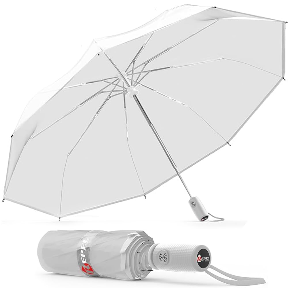 Repel Windproof Travel Umbrella - Compact & Withstands Winds up to 100MPH , Strongest Premium Auto Folding Umbrella for Rain and Sun - Durable, Light & Portable for Women & Men , Fits Backpack & Cars