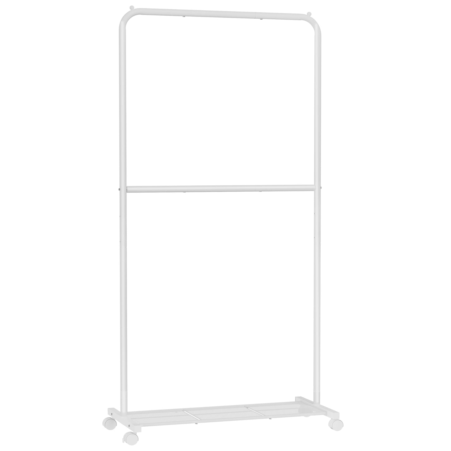 SONGMICS Clothes Rack with Wheels, Clothing Rack for Hanging Clothes, 25.4 mm Metal Garment Rack with Dense Mesh Storage Shelf, 110 lb Load Capacity, 2 Brakes, Black UHSR25BK