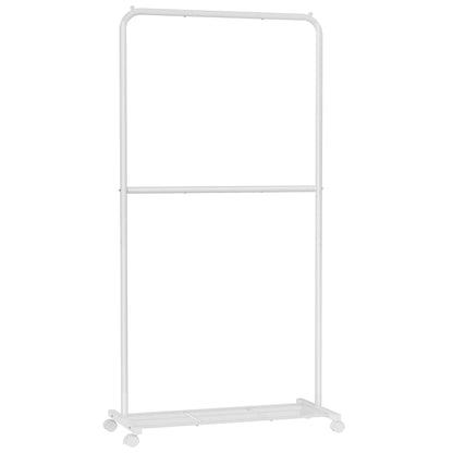 SONGMICS Clothes Rack with Wheels, Clothing Rack for Hanging Clothes, 25.4 mm Metal Garment Rack with Dense Mesh Storage Shelf, 110 lb Load Capacity, 2 Brakes, Black UHSR25BK