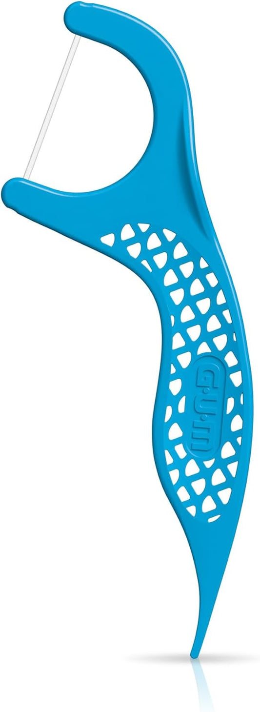 GUM Advanced Care Flosser Picks, Infused with Vitamin E & Fluroide, Fresh Mint Flavour, Blue, 150 Flossers (1 Bag)
