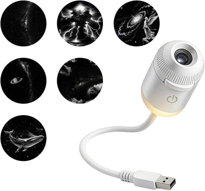 2-in-1 Galaxy Projector Night Light, USB Star Projector with Adjustable Brightness, Mini Galaxy Light Projector for Bedroom Ceiling Wall Room Decor (24 Projection Films)