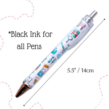 YJ PREMIUMS Dental Wrap Pens 8 Stück – Bürobedarf mit Zahn-Motiv, schwarze Stifte mit Zahnmuster als Geschenk für Mitarbeiter, Geschenke für Zahnarzthelferinnen, perfekt für die Wertschätzungswoche der Zahnarzthelferinnen