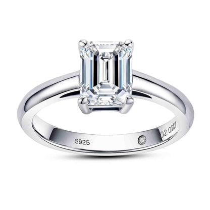 AnuClub Cushion/Emerald/Pear Moissanite Engagement Ring, D Color 925 Sterling Silver, Eternity Wedding Promise Anniversary Band Rings for Women