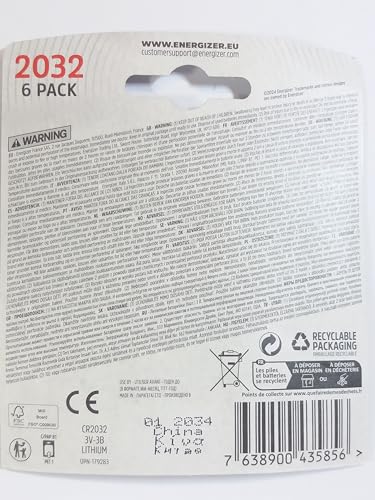 Energizer 2032 Batterien (4er-Pack), 3V Lithium-Knopfzellen