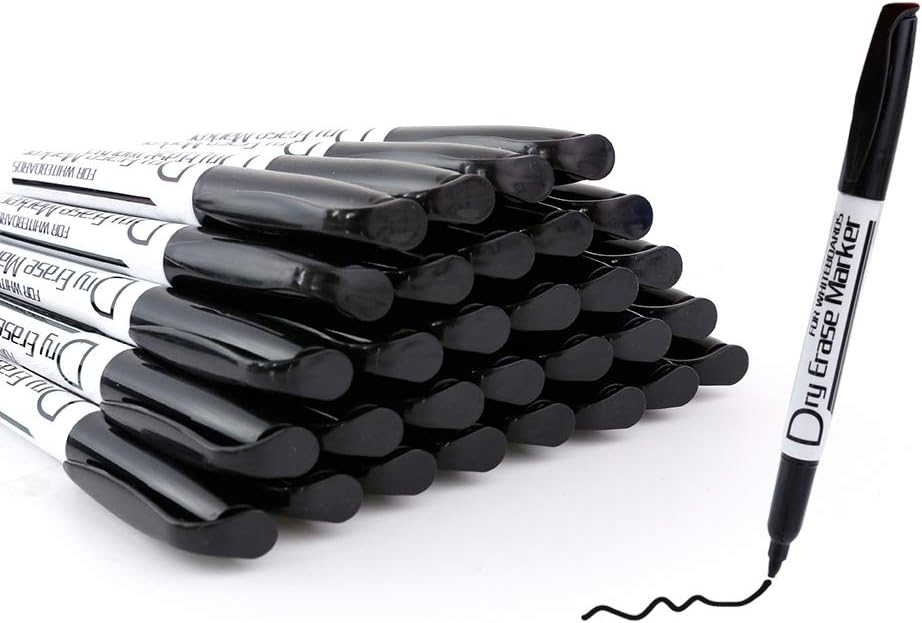 Dry Erase Markers Low Odor Fine Whiteboard Markers Thin Box of 12，10 Colors