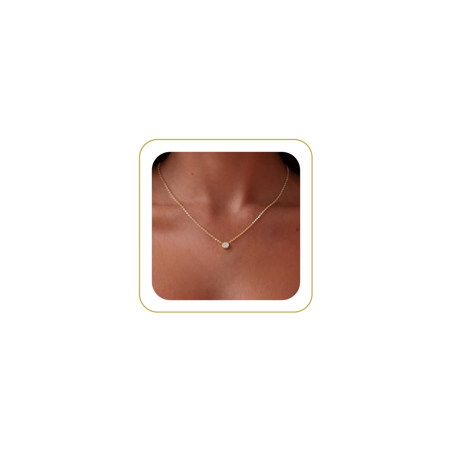 Tewiky Dainty 14k Gold Plated/Silver Cubic Zirconia Necklaces for Women, Simple CZ Jewelry Necklaces Trendy Gifts