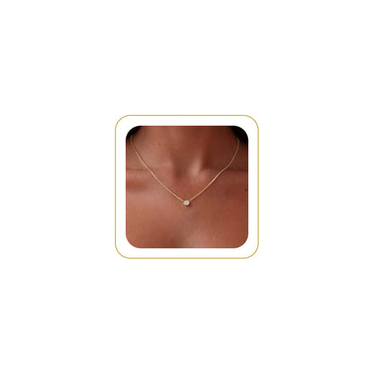 Tewiky Dainty 14k Gold Plated/Silver Cubic Zirconia Necklaces for Women, Simple CZ Jewelry Necklaces Trendy Gifts