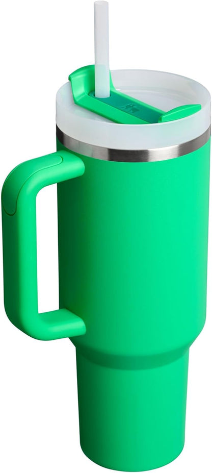 Vaso Stanley Quencher H2.0 con asa y pajita de 40 oz | Tapa Flowstate de 3 posiciones | Compatible con portavasos para viajes | Vaso térmico de acero inoxidable | Sin BPA | Arándano