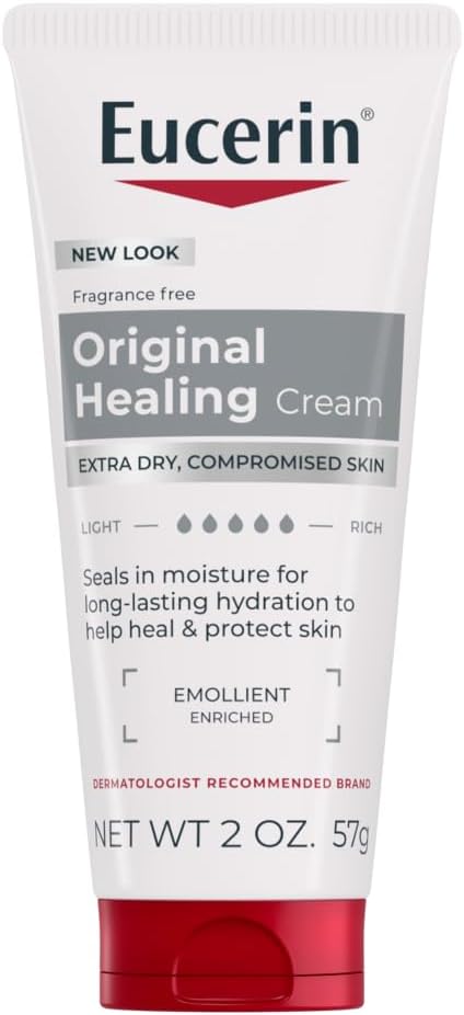 Eucerin Original Healing Cream, Unscented Body Cream for Extremely Dry, Sensitive and Compromised Skin, Emollient Enriched Body Moisturizer, 16 Oz Jar, Pack of 2