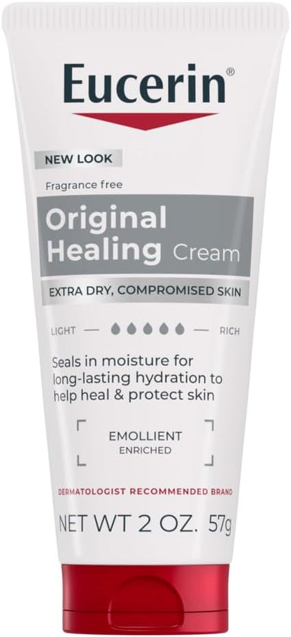 Eucerin Original Healing Cream, Unscented Body Cream for Extremely Dry, Sensitive and Compromised Skin, Emollient Enriched Body Moisturizer, 16 Oz Jar, Pack of 2